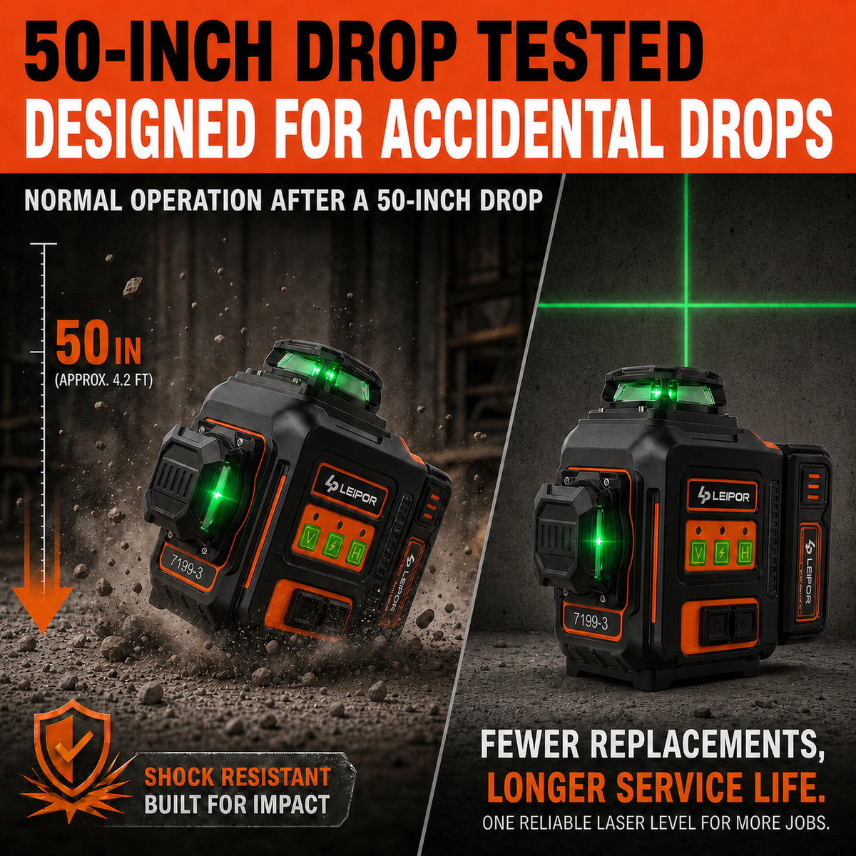 LEIPOR 3D 12-Line Green Laser Level with 46.46 in Tripod, Self-Leveling Laser Tool Kit