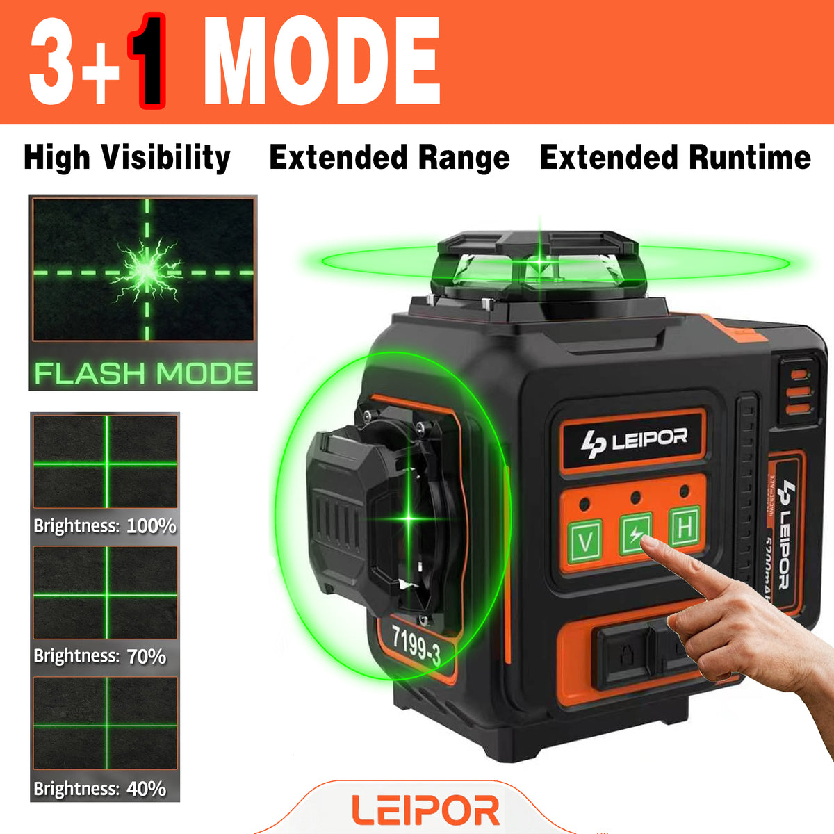 LEIPOR 3D 12-Line Green Laser Level with 46.46 in Tripod, Self-Leveling Laser Tool Kit