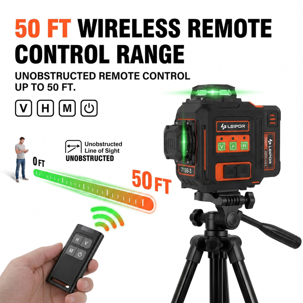 LEIPOR 3D 12-Line Green Laser Level with 46.46 in Tripod, Self-Leveling Laser Tool Kit