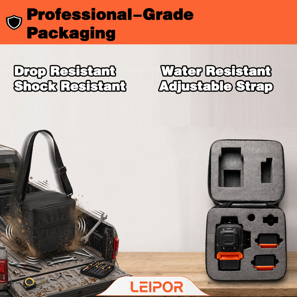 LEIPOR 3D 12-Line Green Laser Level with 46.46 in Tripod, Self-Leveling Laser Tool Kit