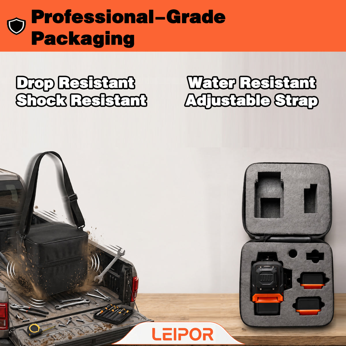LEIPOR 3D 12-Line Green Laser Level with 46.46 in Tripod, Self-Leveling Laser Tool Kit